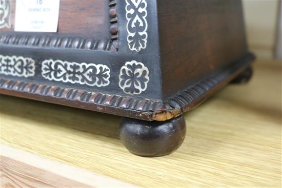 A Victorian rosewood and mother of pearl sewing box